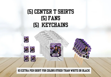 5 Graduation Fans, 5 T-Shirts, 5 Keychains Bundle